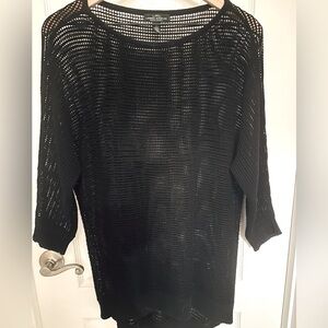 Lauren Jeans Co. by Ralph Lauren knit tunic top, black. Cuffed 3/4 sleeve.